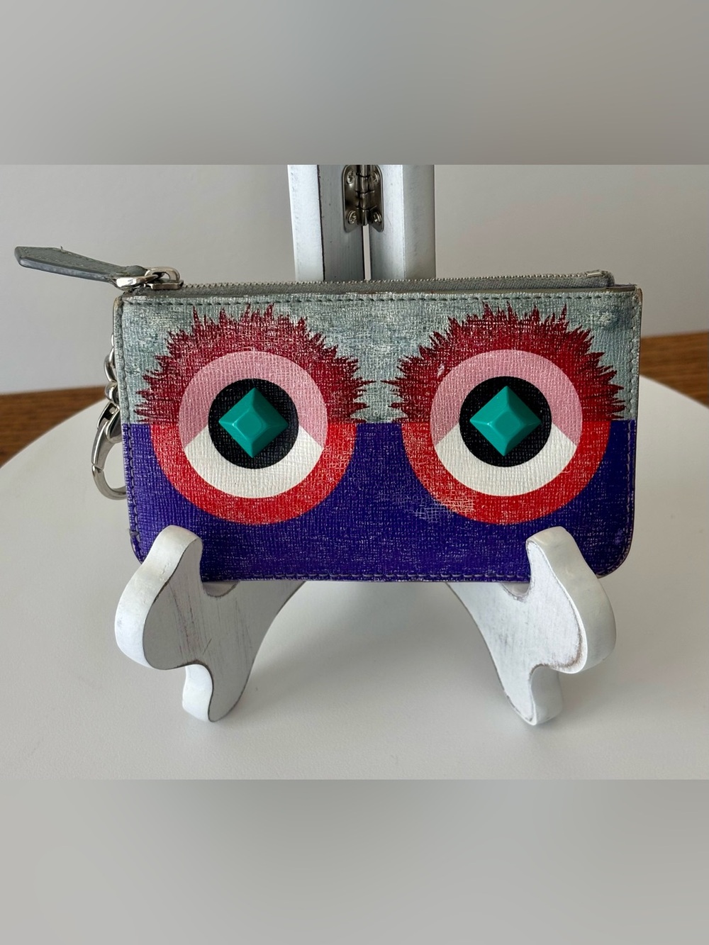 FENDI Monster Eyes Pochette / Women’s Purple Leather Zippy Coin Purse